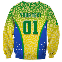 Personalised Brazil Football Sweatshirt Brasil Leopard Pattern - Wonder Print Shop