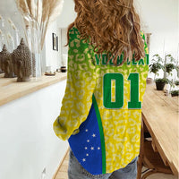 Personalised Brazil Football Women Casual Shirt Brasil Leopard Pattern - Wonder Print Shop