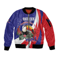 Belize Independence Day 1981 Sleeve Zip Bomber Jacket Bileez Keel Billed Toucan - Wonder Print Shop