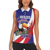 Belize Independence Day 1981 Women Sleeveless Polo Shirt Bileez Keel Billed Toucan - Wonder Print Shop