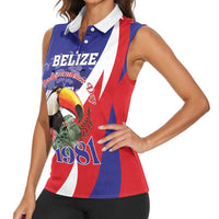 Belize Independence Day 1981 Women Sleeveless Polo Shirt Bileez Keel Billed Toucan - Wonder Print Shop