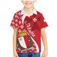 Malta Family Matching Mermaid Dress and Hawaiian Shirt Virtute et constantia Maltese Cross Pattern - Wonder Print Shop