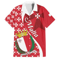 Malta Family Matching Summer Maxi Dress and Hawaiian Shirt Virtute et constantia Maltese Cross Pattern - Wonder Print Shop