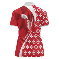 Malta Women Polo Shirt Virtute et constantia Maltese Cross Pattern - Wonder Print Shop