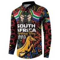 South African Heritage Day Button Sweatshirt Springbok African Pattern - Wonder Print Shop