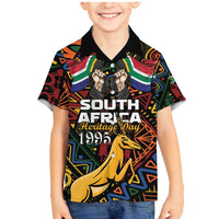 South African Heritage Day Family Matching Mermaid Dress and Hawaiian Shirt Springbok African Pattern - Wonder Print Shop