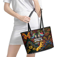 South African Heritage Day Leather Tote Bag Springbok African Pattern - Wonder Print Shop
