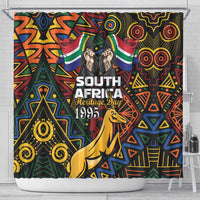 South African Heritage Day Shower Curtain Springbok African Pattern