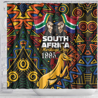 South African Heritage Day Shower Curtain Springbok African Pattern