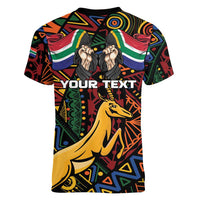 South African Heritage Day Women V-Neck T-Shirt Springbok African Pattern - Wonder Print Shop