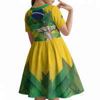 Personalized Brazil Christ The Redeemer Kid Short Sleeve Dress Sete de Setembro