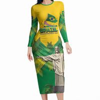Personalized Brazil Christ The Redeemer Long Sleeve Bodycon Dress Sete de Setembro