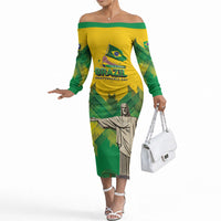 Personalized Brazil Christ The Redeemer Off The Shoulder Long Sleeve Dress Sete de Setembro