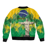 Personalized Brazil Christ The Redeemer Sleeve Zip Bomber Jacket Sete de Setembro
