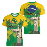 Personalized Brazil Christ The Redeemer Women V-Neck T-Shirt Sete de Setembro