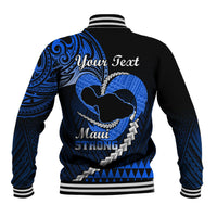 Personalised Hawaii Baseball Jacket Maui Be Strong Kakau Blue Version - Wonder Print Shop