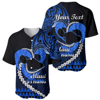 Personalised Hawaii Baseball Jersey Maui Be Strong Kakau Blue Version - Wonder Print Shop