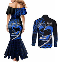 personalised-hawaii-couples-matching-mermaid-dress-and-long-sleeve-button-shirts-maui-be-strong-kakau-blue-version