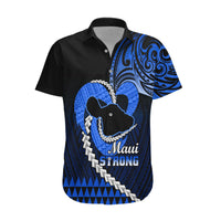 Personalised Hawaii Hawaiian Shirt Maui Be Strong Kakau Blue Version - Wonder Print Shop