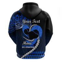 Personalised Hawaii Hoodie Maui Be Strong Kakau Blue Version - Wonder Print Shop