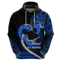 Personalised Hawaii Hoodie Maui Be Strong Kakau Blue Version - Wonder Print Shop