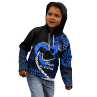 Personalised Hawaii Kid Hoodie Maui Be Strong Kakau Blue Version - Wonder Print Shop