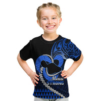Personalised Hawaii Kid T Shirt Maui Be Strong Kakau Blue Version - Wonder Print Shop