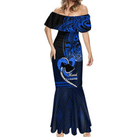 Personalised Hawaii Mermaid Dress Maui Be Strong Kakau Blue Version - Wonder Print Shop