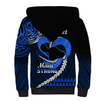 Personalised Hawaii Sherpa Hoodie Maui Be Strong Kakau Blue Version - Wonder Print Shop