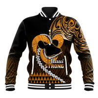 Personalised Hawaii Baseball Jacket Maui Be Strong Kakau Gold Version - Wonder Print Shop