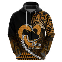 Personalised Hawaii Hoodie Maui Be Strong Kakau Gold Version - Wonder Print Shop
