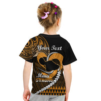 Personalised Hawaii Kid T Shirt Maui Be Strong Kakau Gold Version - Wonder Print Shop