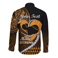 Personalised Hawaii Long Sleeve Button Shirt Maui Be Strong Kakau Gold Version - Wonder Print Shop