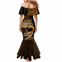 Personalised Hawaii Mermaid Dress Maui Be Strong Kakau Gold Version - Wonder Print Shop
