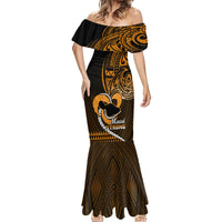 Personalised Hawaii Mermaid Dress Maui Be Strong Kakau Gold Version - Wonder Print Shop