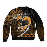 Personalised Hawaii Sleeve Zip Bomber Jacket Maui Be Strong Kakau Gold Version - Wonder Print Shop