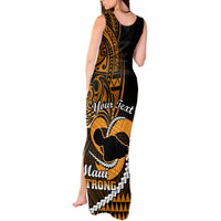 Personalised Hawaii Tank Maxi Dress Maui Be Strong Kakau Gold Version - Wonder Print Shop