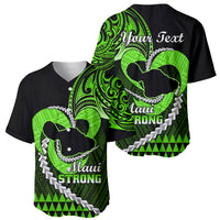 Personalised Hawaii Baseball Jersey Maui Be Strong Kakau Green Version - Wonder Print Shop