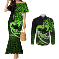 personalised-hawaii-couples-matching-mermaid-dress-and-long-sleeve-button-shirts-maui-be-strong-kakau-green-version