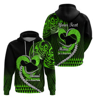 Personalised Hawaii Hoodie Maui Be Strong Kakau Green Version - Wonder Print Shop