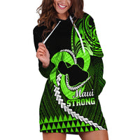 Personalised Hawaii Hoodie Dress Maui Be Strong Kakau Green Version - Wonder Print Shop