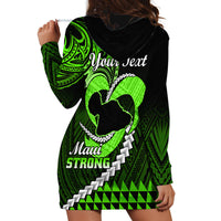 Personalised Hawaii Hoodie Dress Maui Be Strong Kakau Green Version - Wonder Print Shop