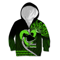 Personalised Hawaii Kid Hoodie Maui Be Strong Kakau Green Version - Wonder Print Shop