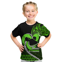 Personalised Hawaii Kid T Shirt Maui Be Strong Kakau Green Version - Wonder Print Shop