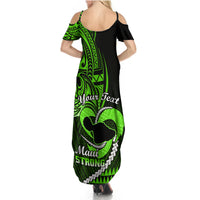 Personalised Hawaii Summer Maxi Dress Maui Be Strong Kakau Green Version - Wonder Print Shop
