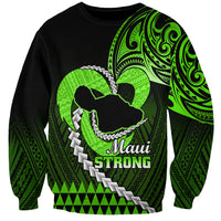 Personalised Hawaii Sweatshirt Maui Be Strong Kakau Green Version - Wonder Print Shop