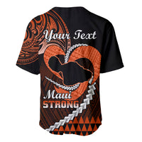 Personalised Hawaii Baseball Jersey Maui Be Strong Kakau Orange Version - Wonder Print Shop
