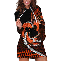 Personalised Hawaii Hoodie Dress Maui Be Strong Kakau Orange Version - Wonder Print Shop