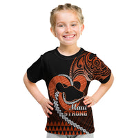 Personalised Hawaii Kid T Shirt Maui Be Strong Kakau Orange Version - Wonder Print Shop