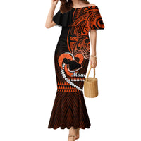Personalised Hawaii Mermaid Dress Maui Be Strong Kakau Orange Version - Wonder Print Shop